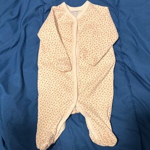 Ralph Lauren Cream Footed One-Piece with Pink Floral Print